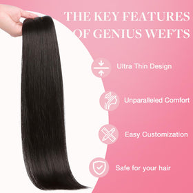 GOO GOO Genius Weft Hair Extensions packaging with specifications