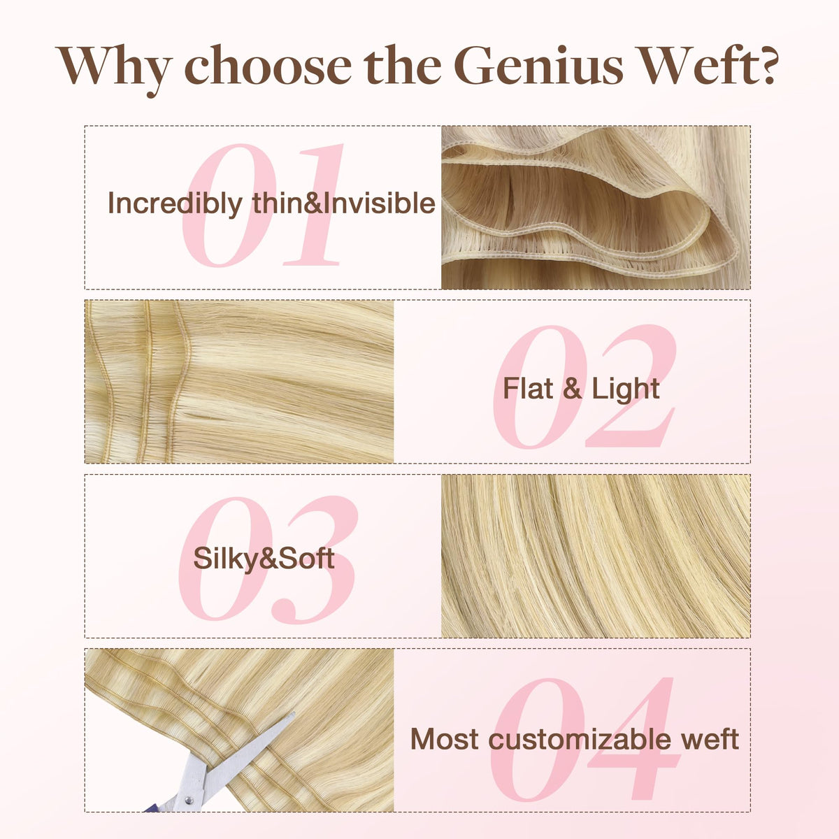 GOO GOO Genius Weft Hair Extensions showcasing length options
