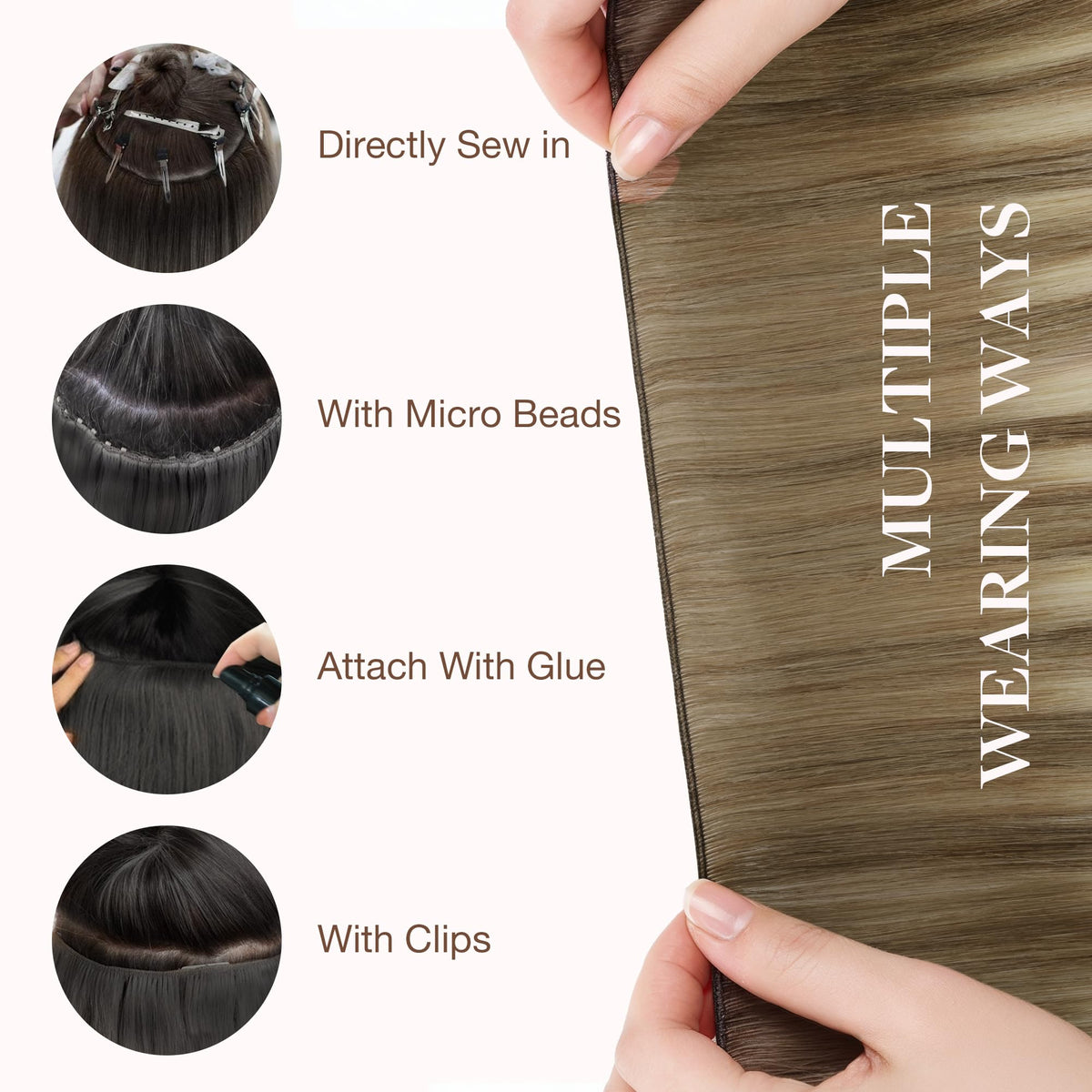 GOO GOO Genius Weft Hair Extensions showing application method