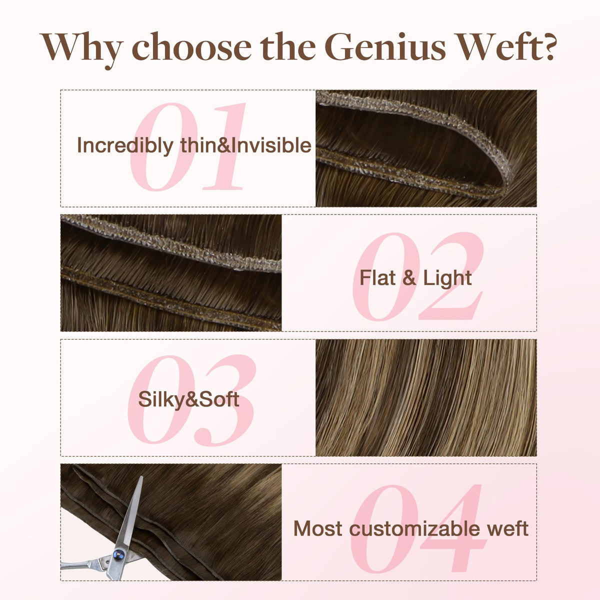 GOO GOO Genius Weft Hair Extensions showing application method