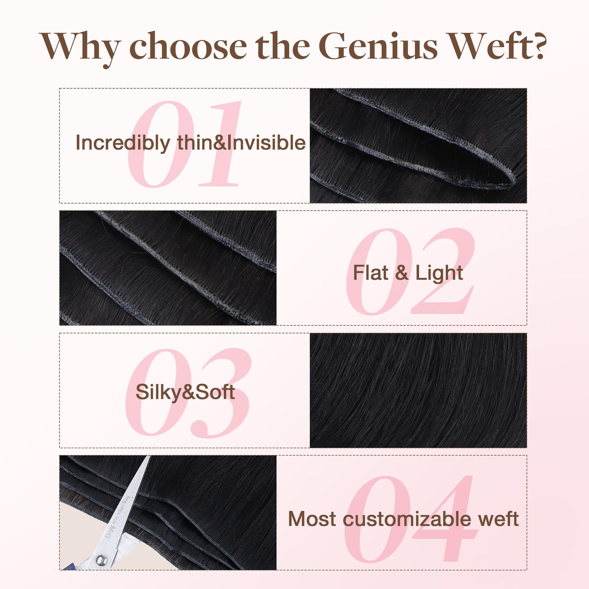 GOO GOO Genius Weft Hair Extensions showing length