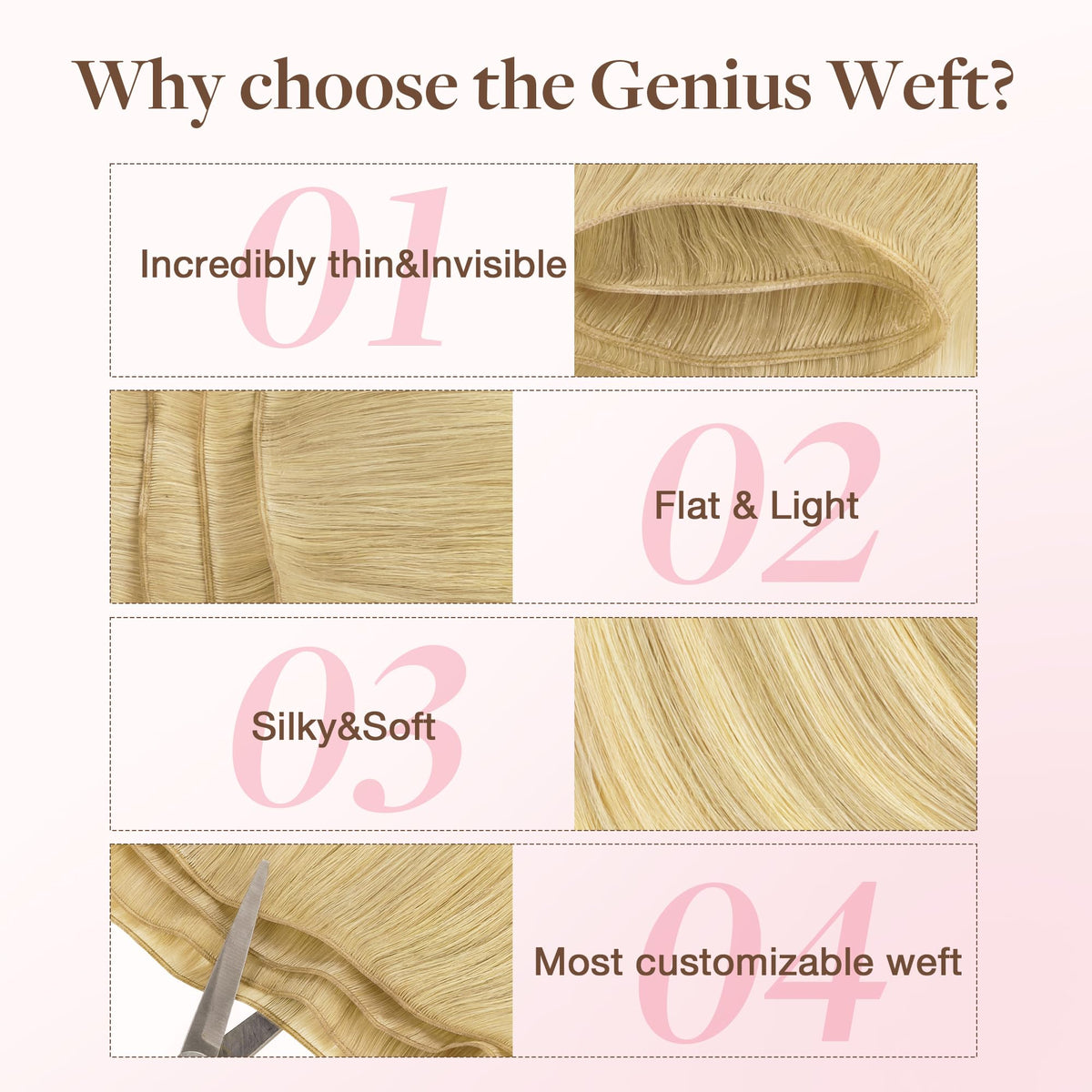 GOO GOO Genius Weft Hair Extensions showing length options