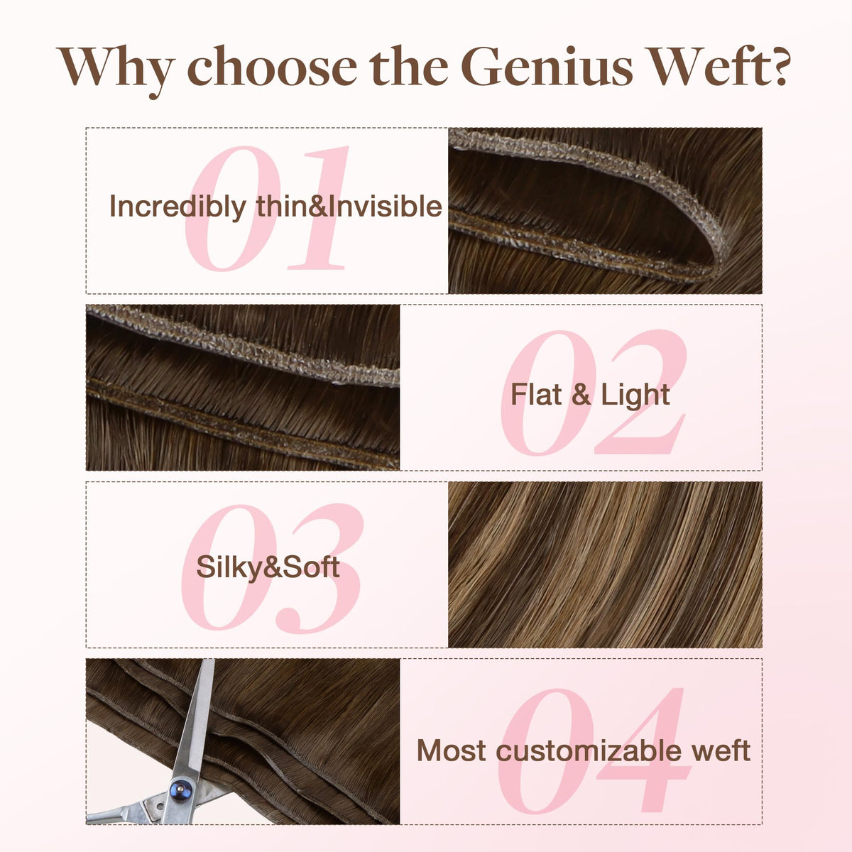 GOO GOO Genius Weft Hair Extensions shown in natural light