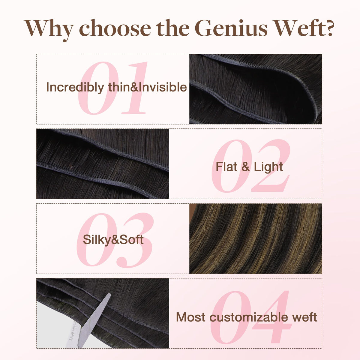 GOO GOO Genius Weft Hair Extensions styled in hair