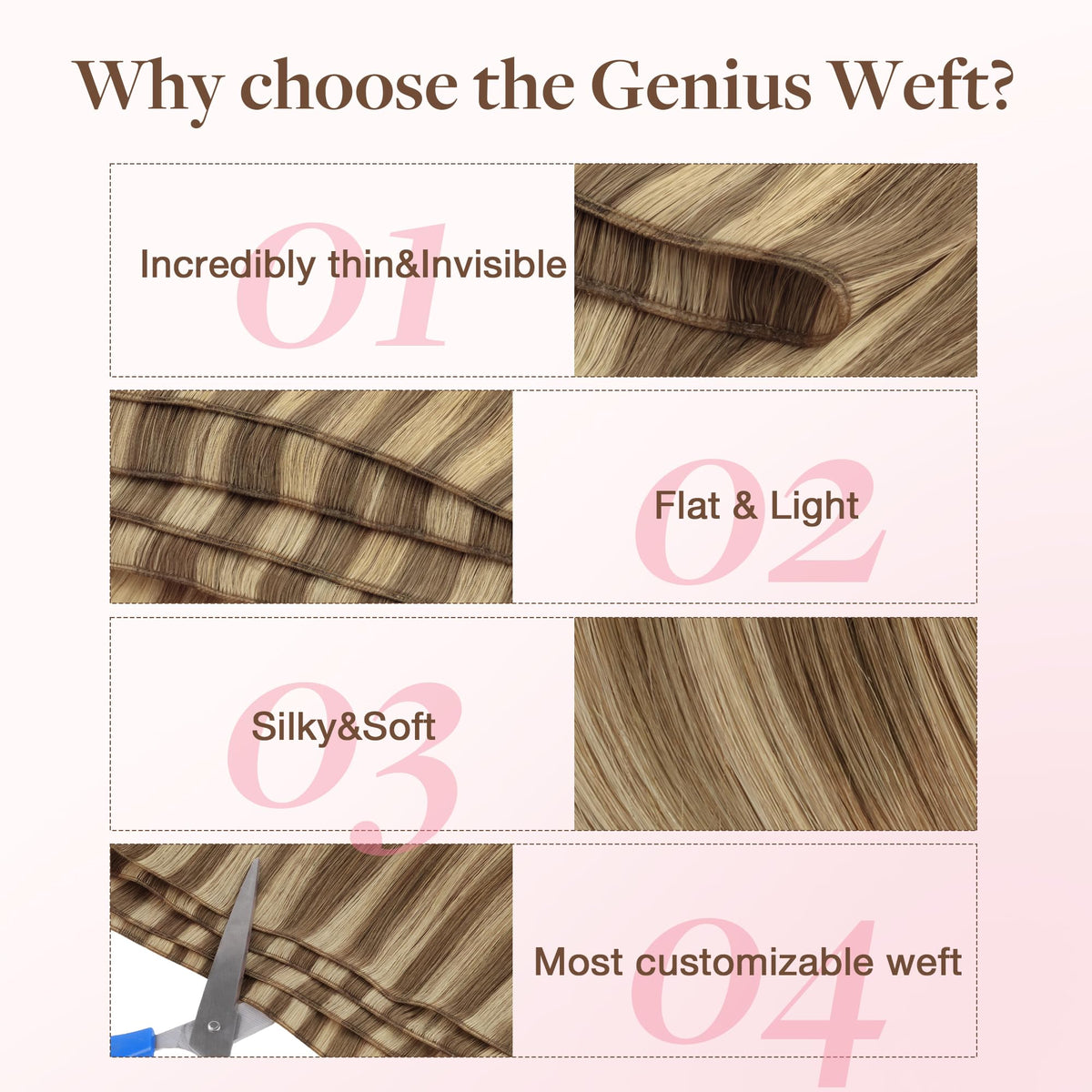 GOO GOO Genius Weft Hair Extensions styled on a model