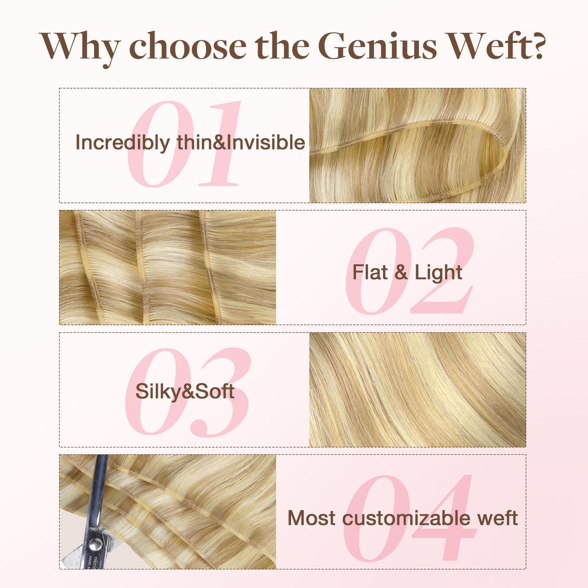 GOO GOO Genius Weft Hair Extensions styled on mannequin