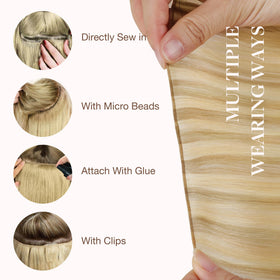 GOO GOO Genius Weft Hair Extensions styled on model