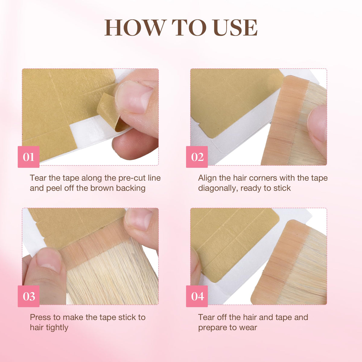 GOO GOO Hair Extension Tape Tabs in use