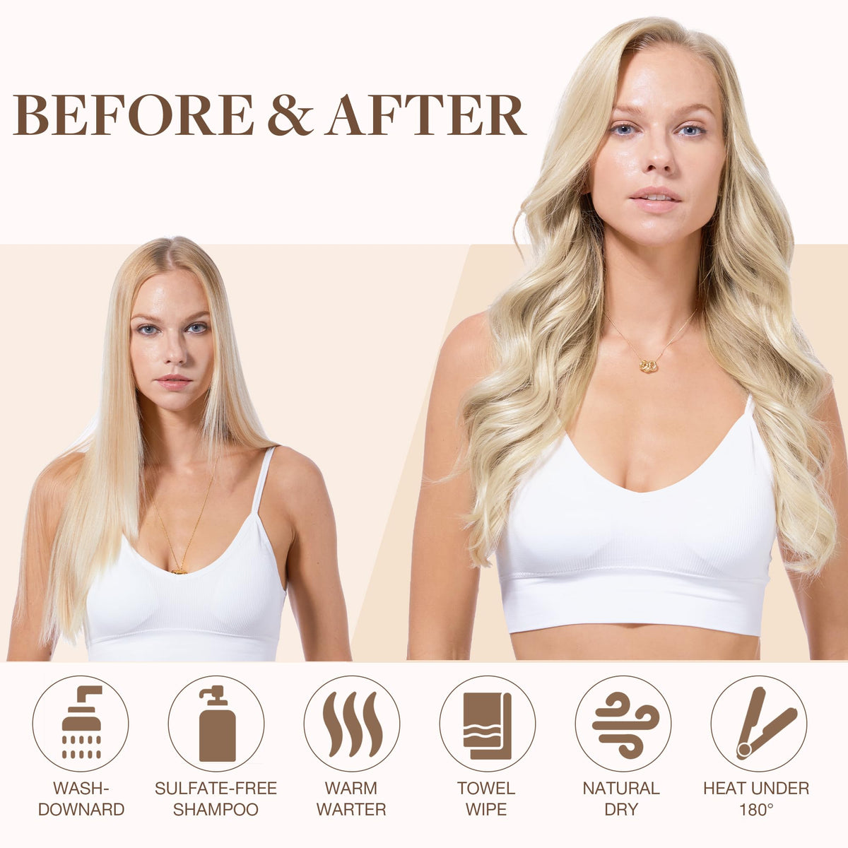 GOO GOO hair extensions cut to various widths for styling