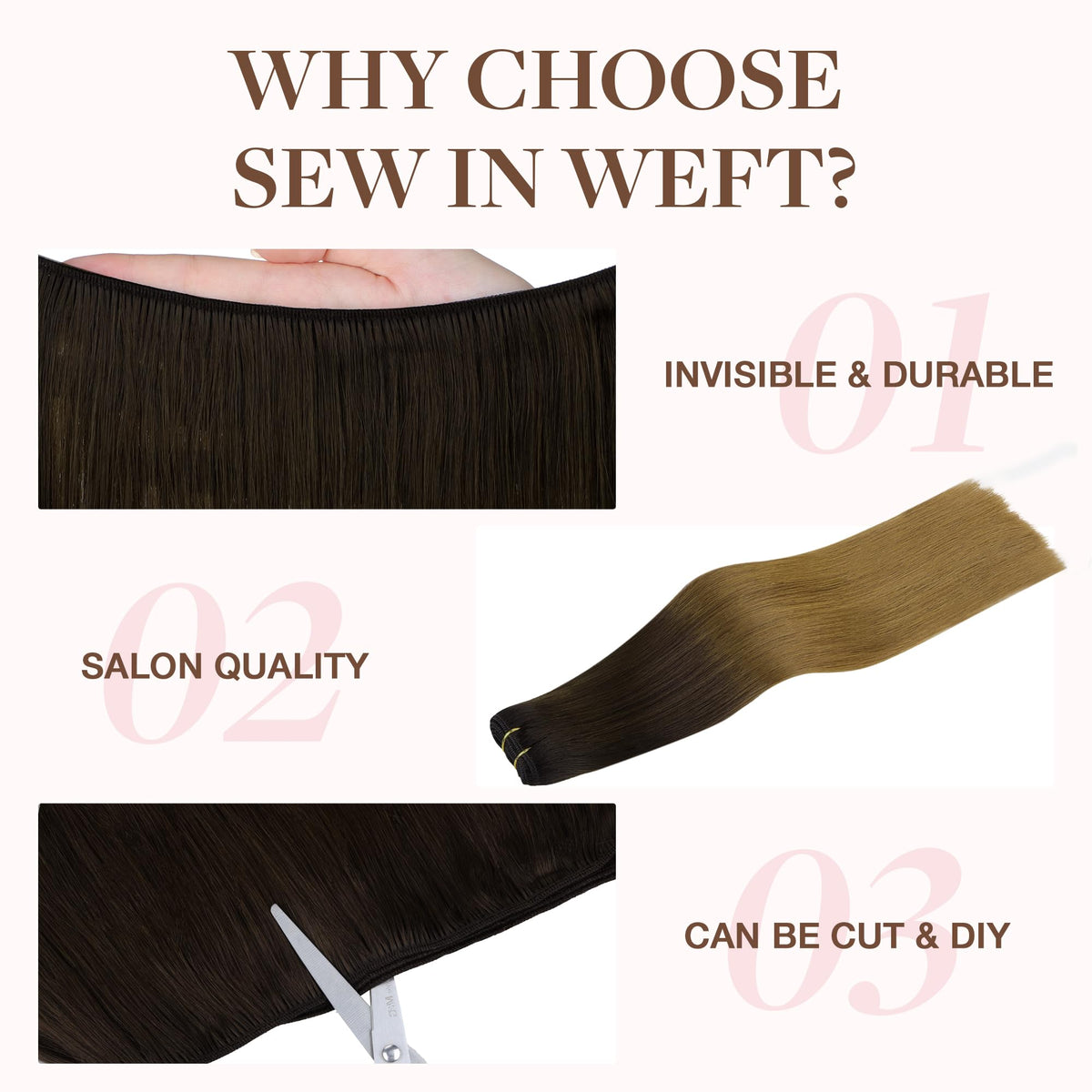 GOO GOO hair extensions cut to width for versatile styling