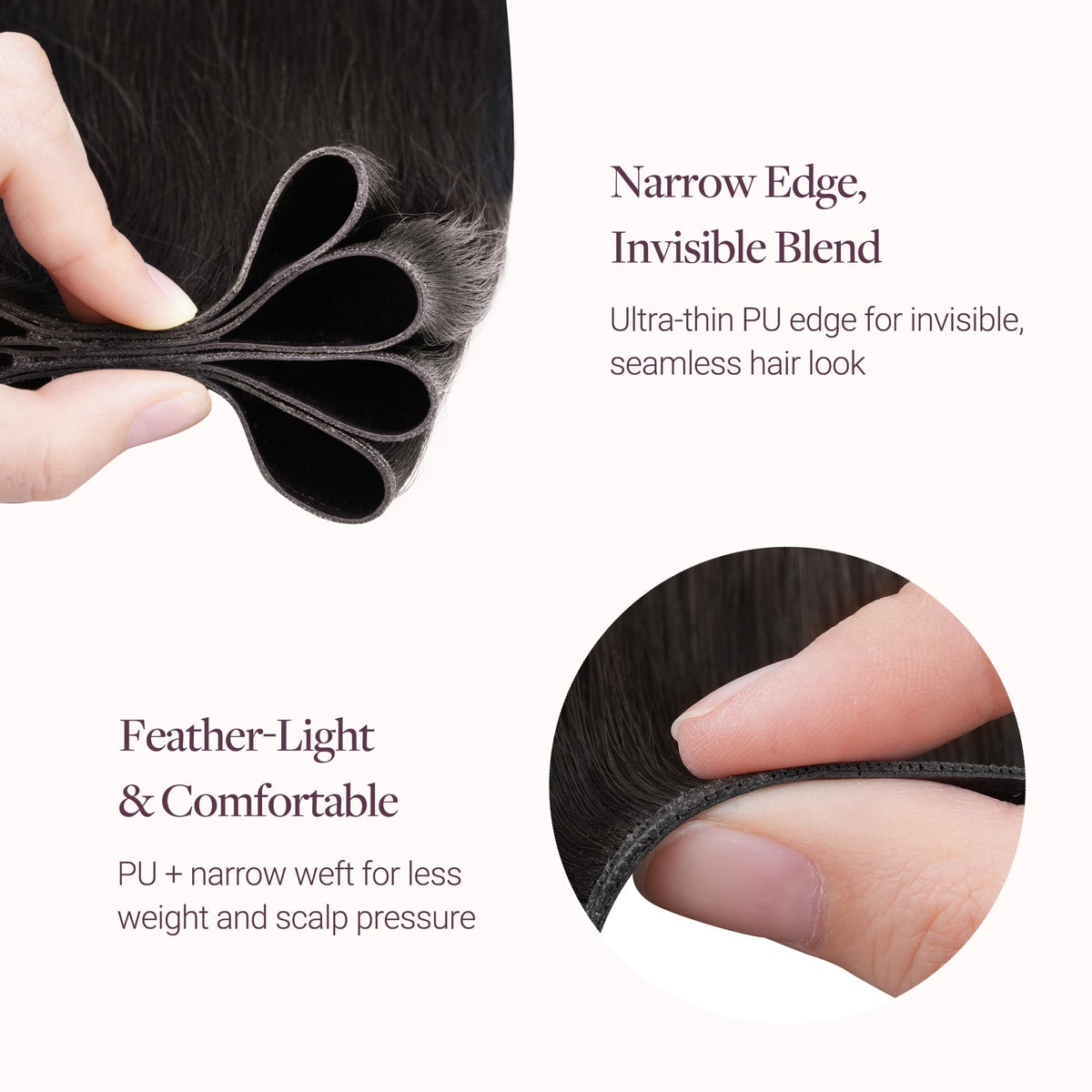 GOO GOO hair extensions hand-tied craftsmanship close-up