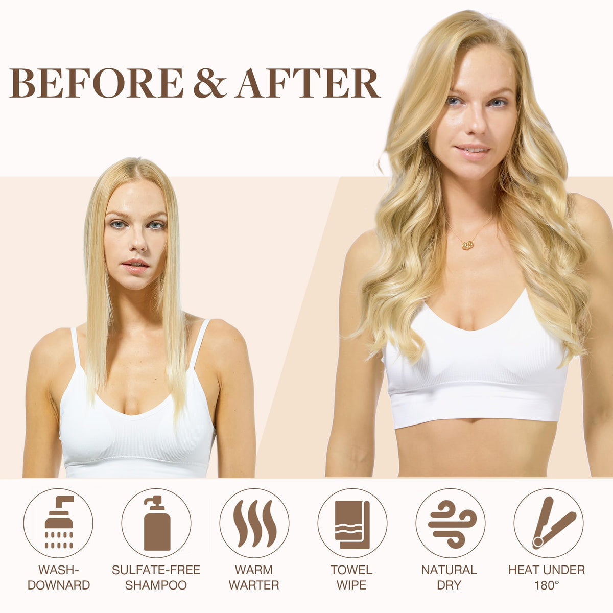 GOO GOO hair extensions in various styling positions