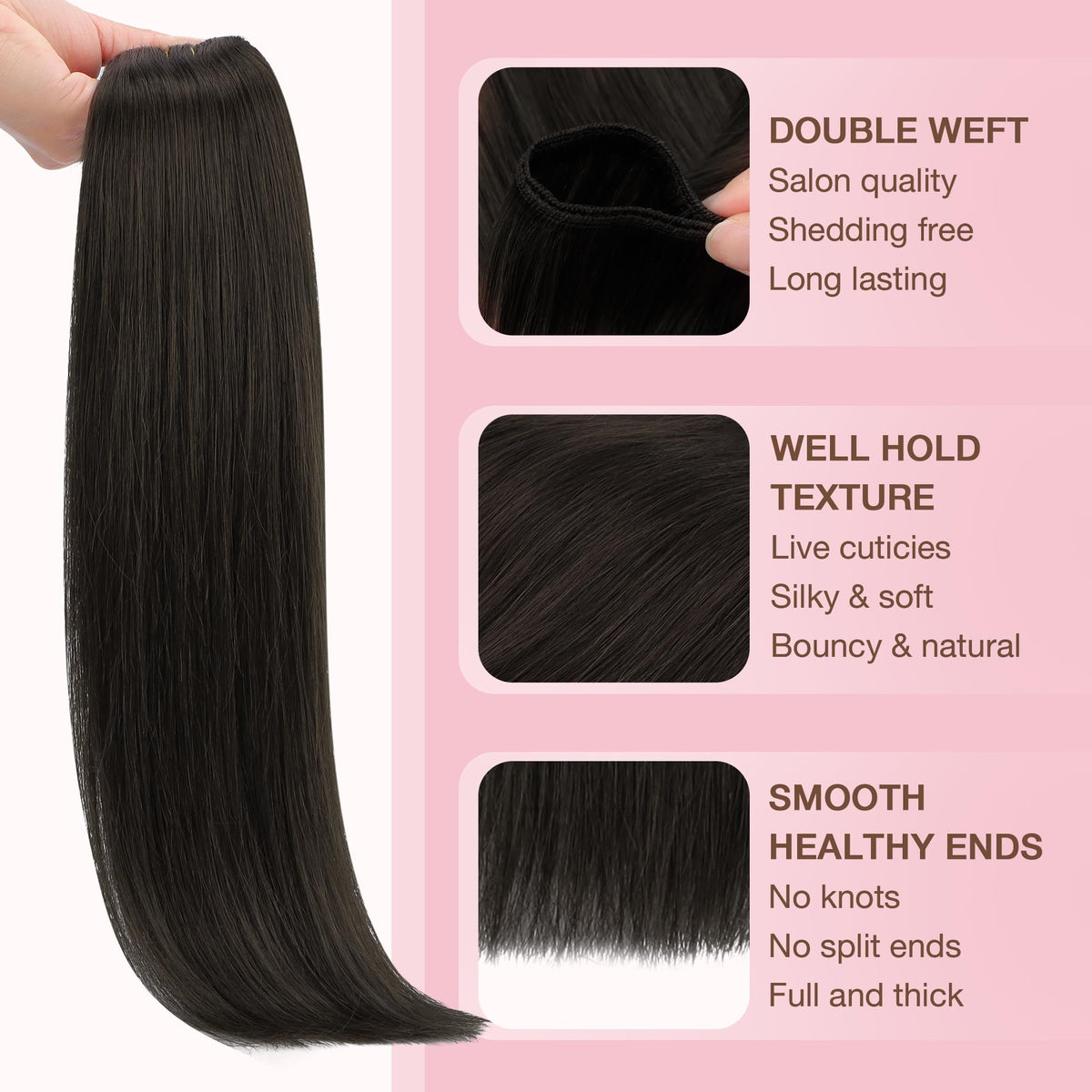 GOO GOO Hair Extensions showing double weft design