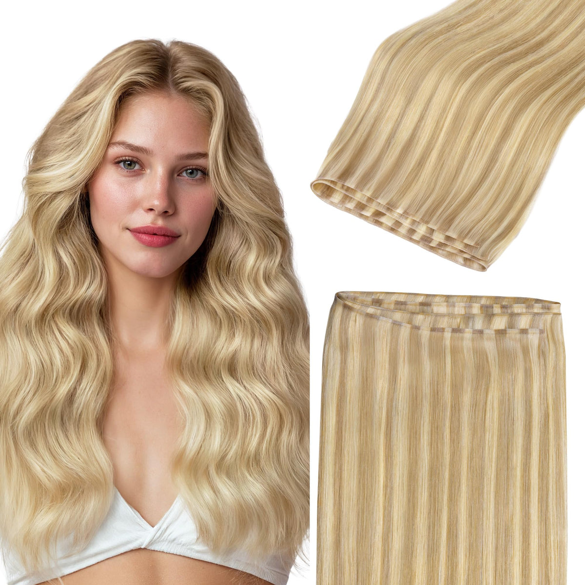 GOO GOO Invisible PU Weft Hair Extensions front view
