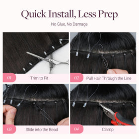 GOO GOO Micro Beaded Weft Hair Extensions close-up of micro beads