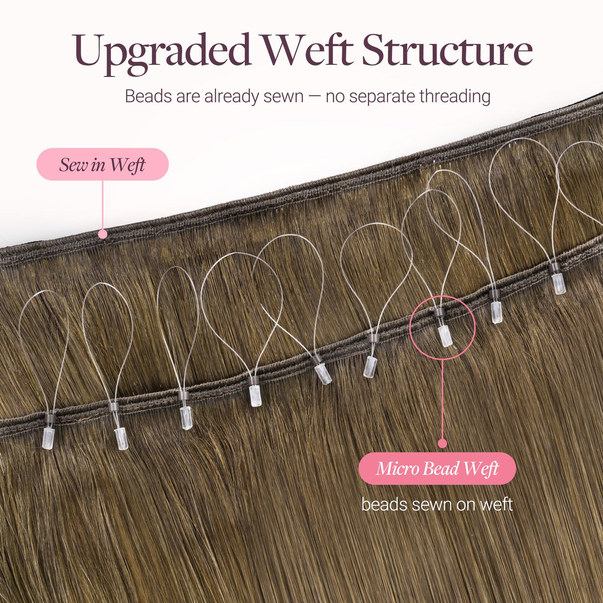 GOO GOO Micro Beaded Weft Hair Extensions close-up of texture