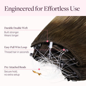 GOO GOO Micro Beaded Weft Hair Extensions displayed in various lengths
