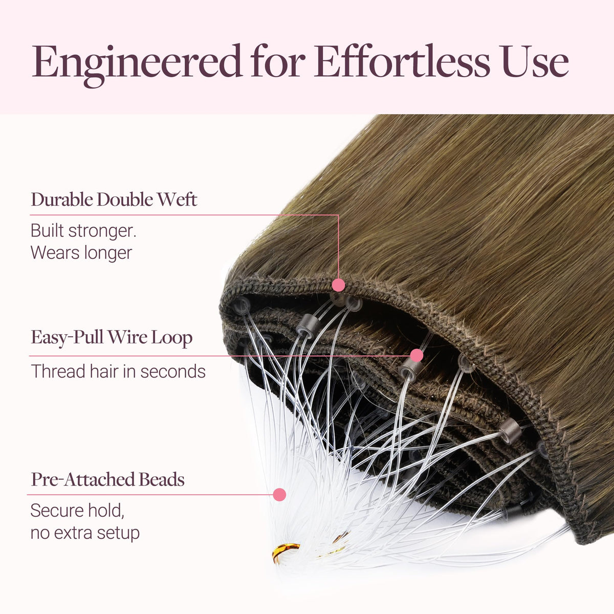 GOO GOO Micro Beaded Weft Hair Extensions displayed with pliers