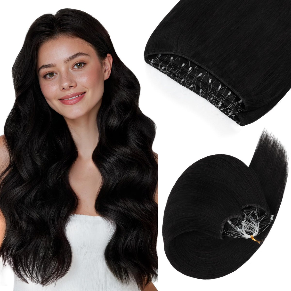 GOO GOO Micro Beaded Weft Hair Extensions front view