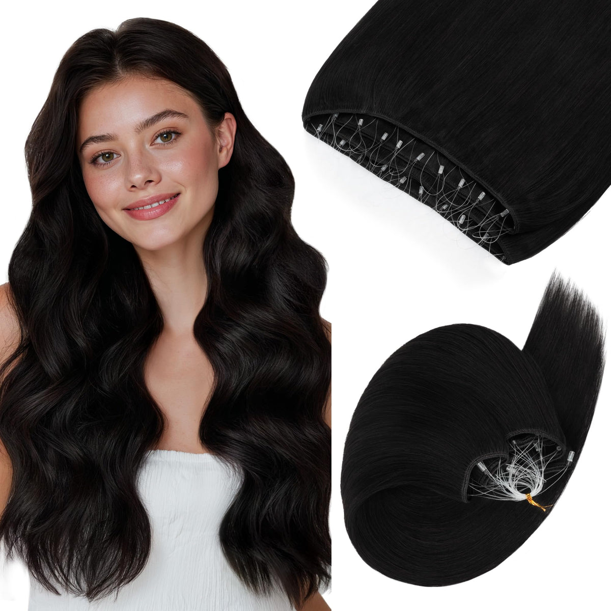 GOO GOO Micro Beaded Weft Hair Extensions front view