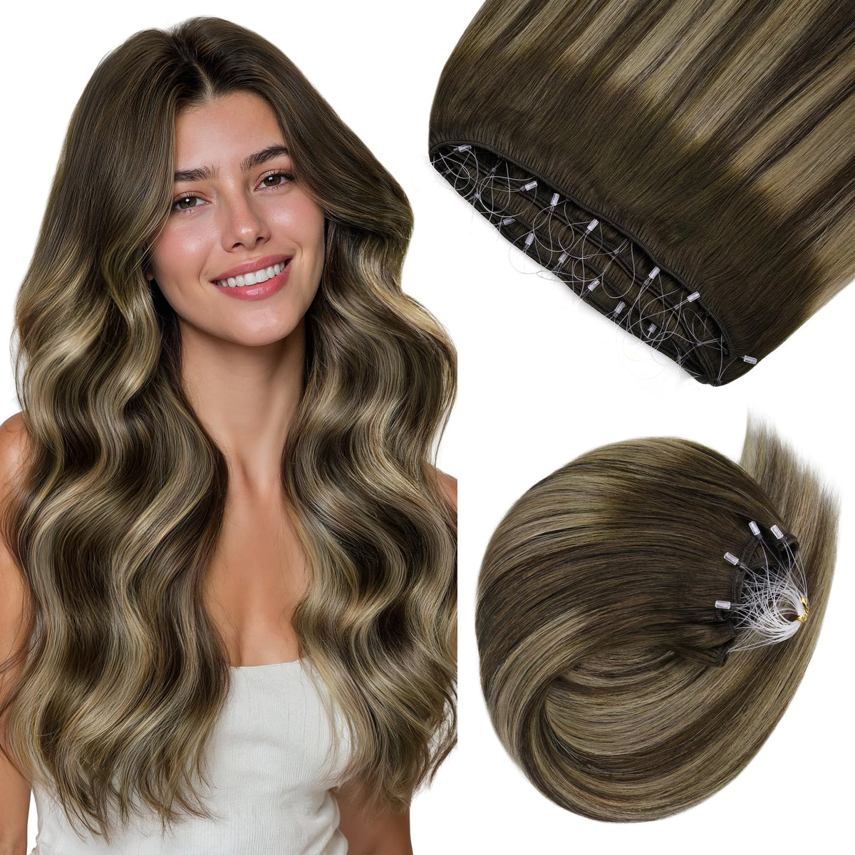 GOO GOO Micro Beaded Weft Hair Extensions front view