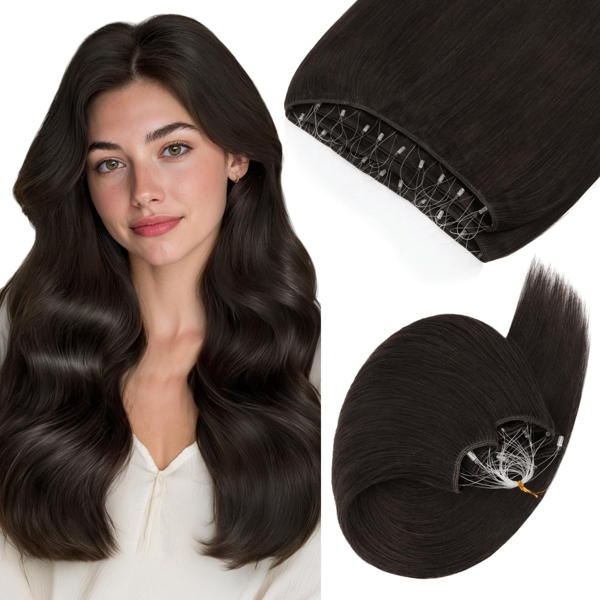 GOO GOO Micro Beaded Weft Hair Extensions front view