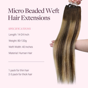 GOO GOO Micro Beaded Weft Hair Extensions in natural light