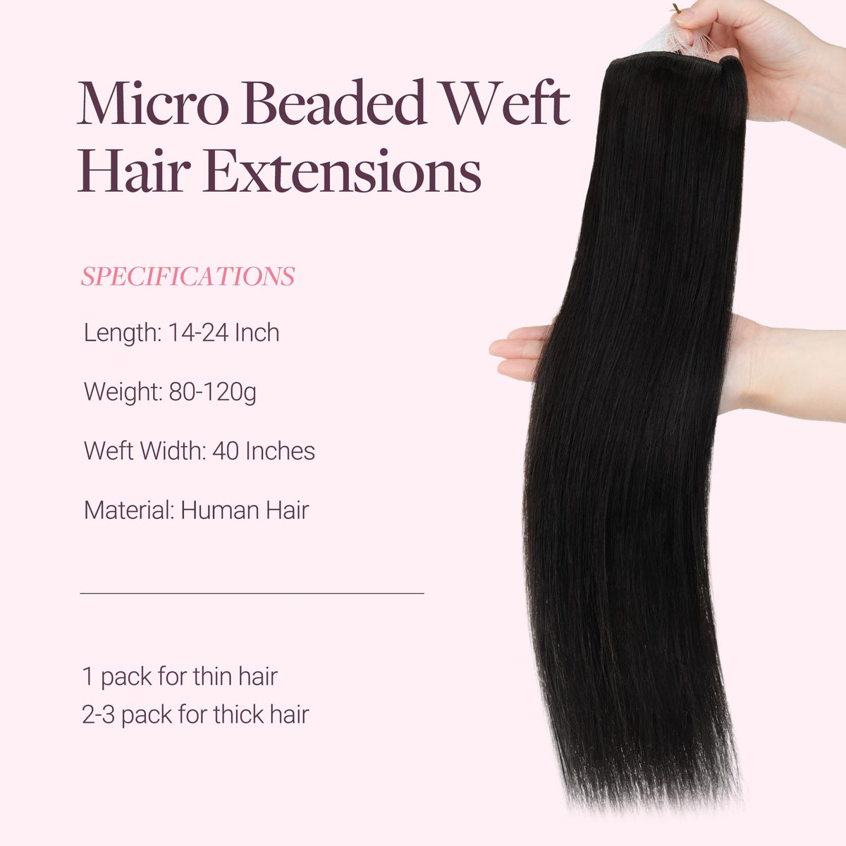 GOO GOO Micro Beaded Weft Hair Extensions length comparison