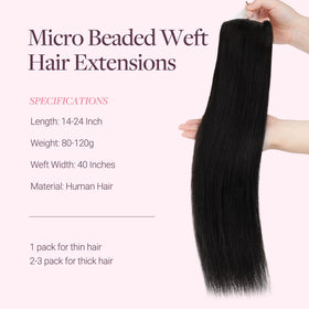 GOO GOO Micro Beaded Weft Hair Extensions length comparison