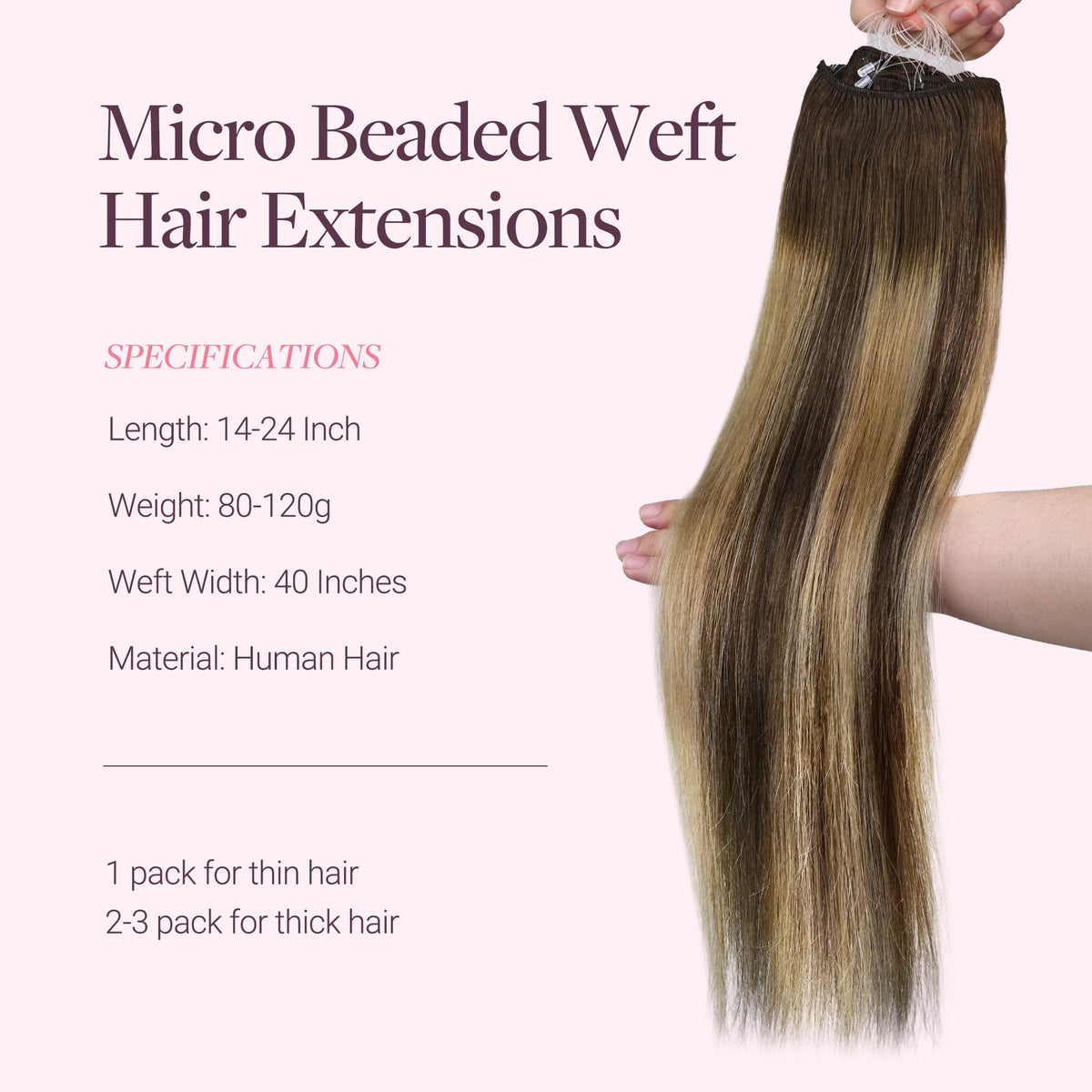 GOO GOO Micro Beaded Weft Hair Extensions on a mannequin