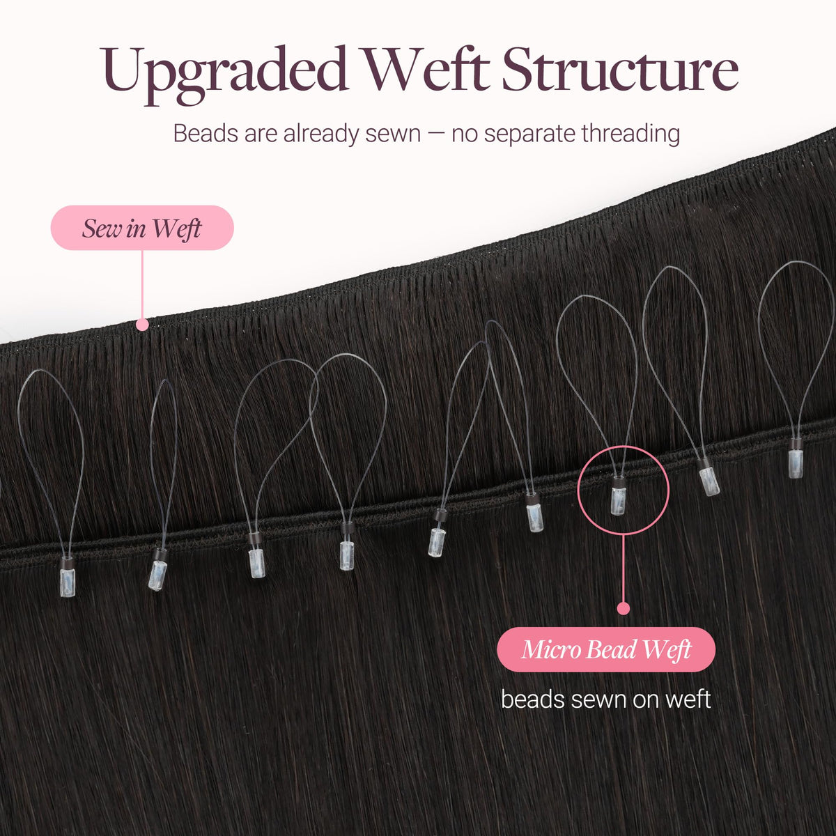 GOO GOO Micro Beaded Weft Hair Extensions on a model