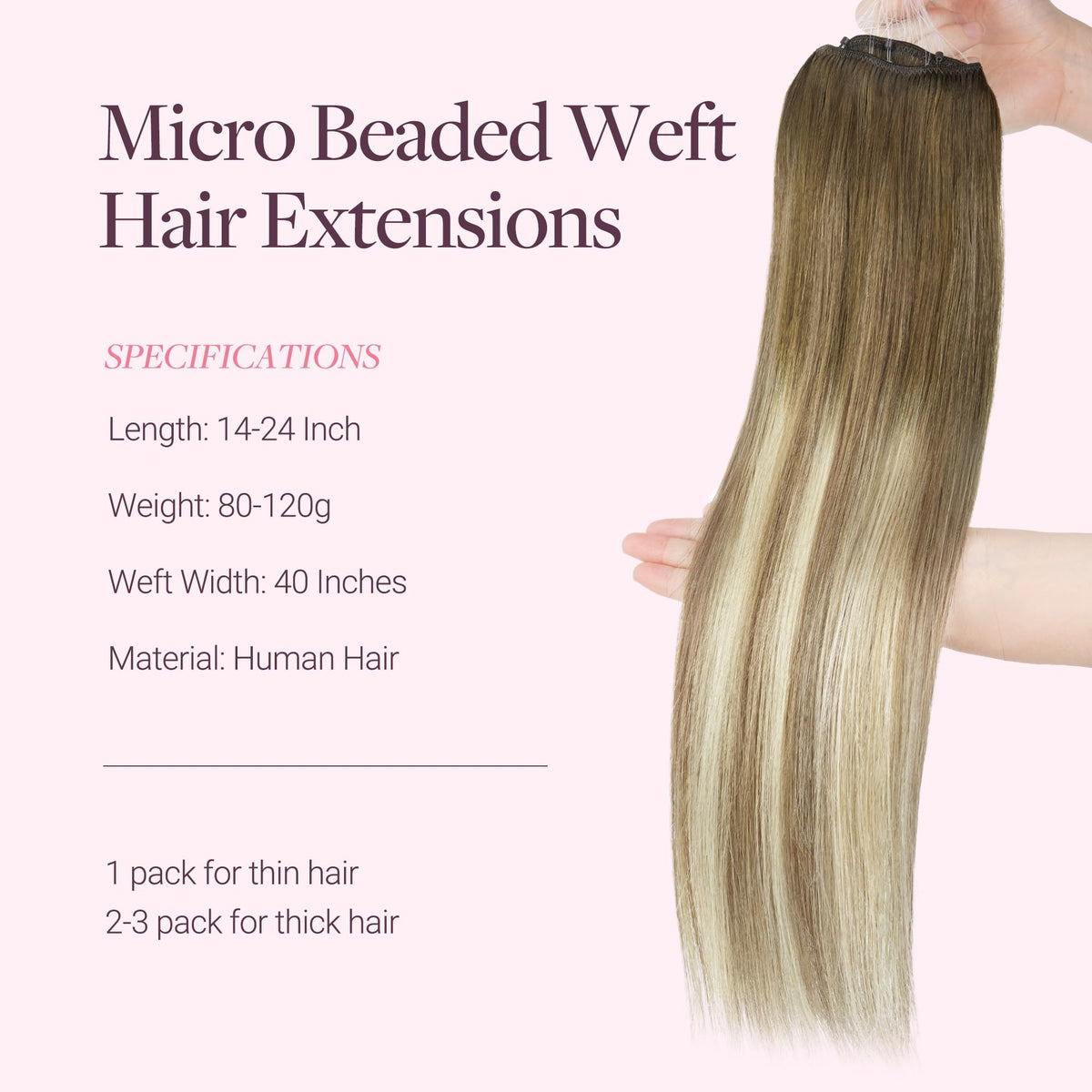 GOO GOO Micro Beaded Weft Hair Extensions on a model