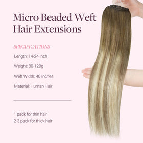 GOO GOO Micro Beaded Weft Hair Extensions on a model