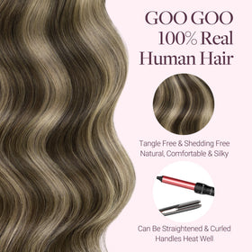 GOO GOO Micro Beaded Weft Hair Extensions styled hair