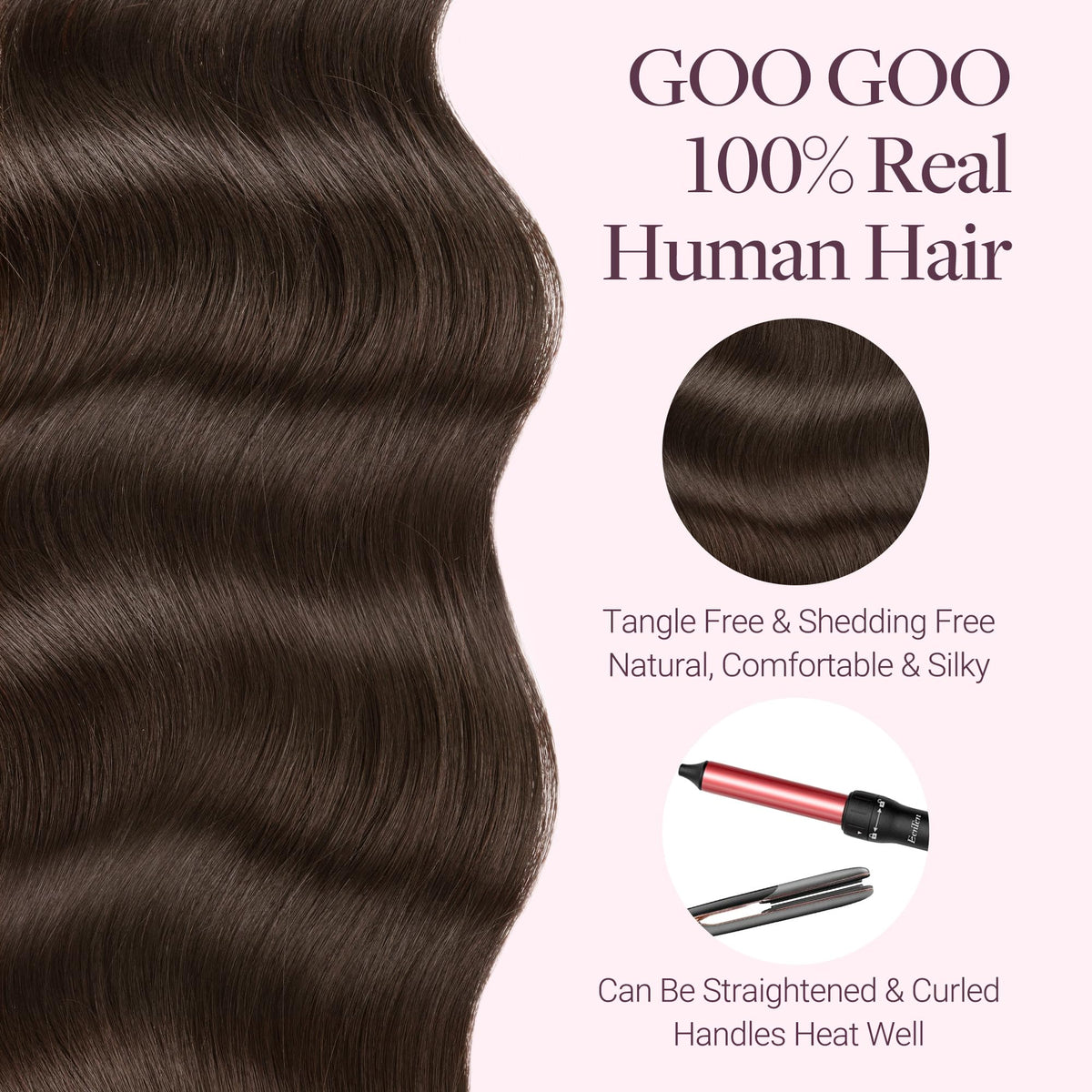 GOO GOO Micro Beaded Weft Hair Extensions styled in curls