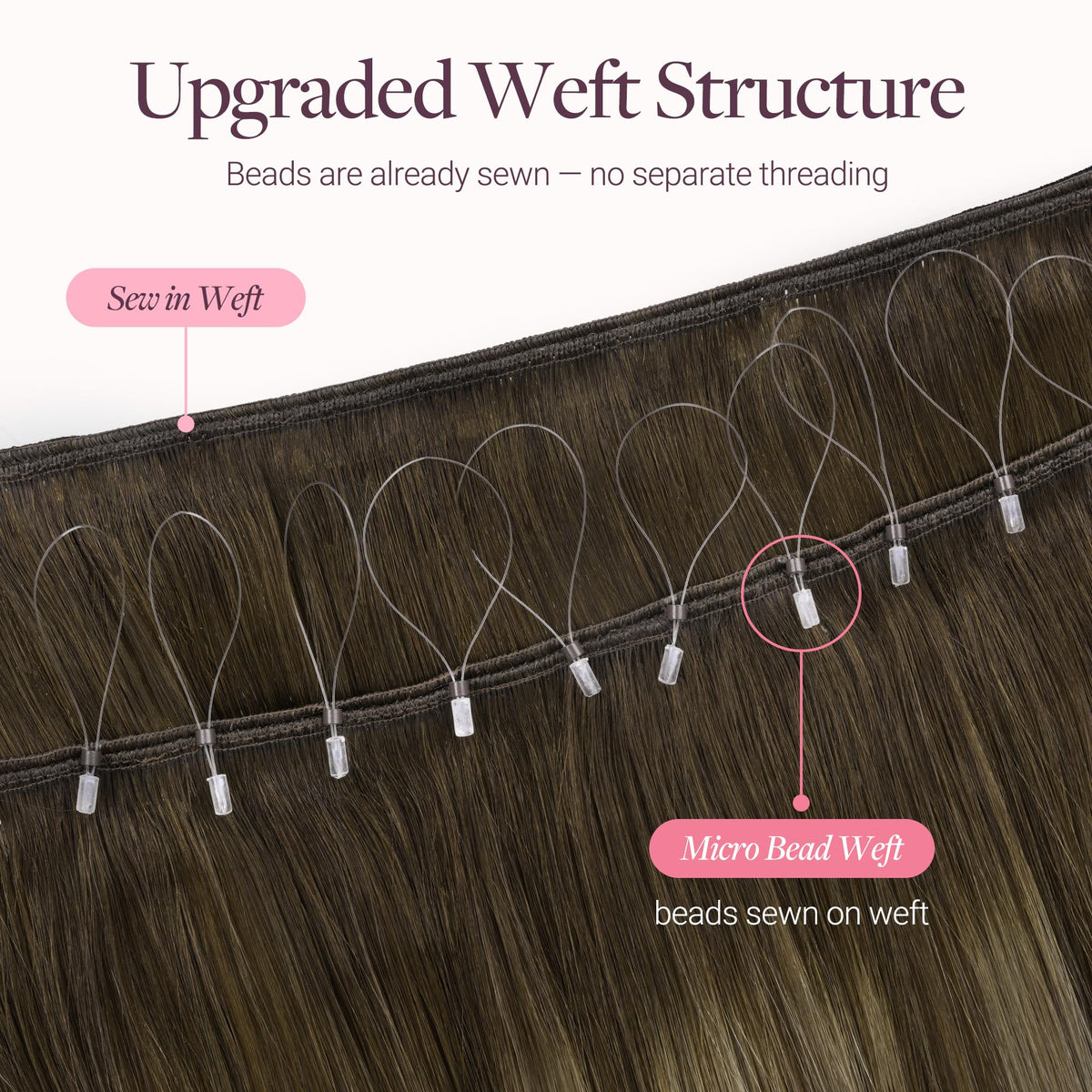 GOO GOO Micro Beaded Weft Hair Extensions styled on mannequin