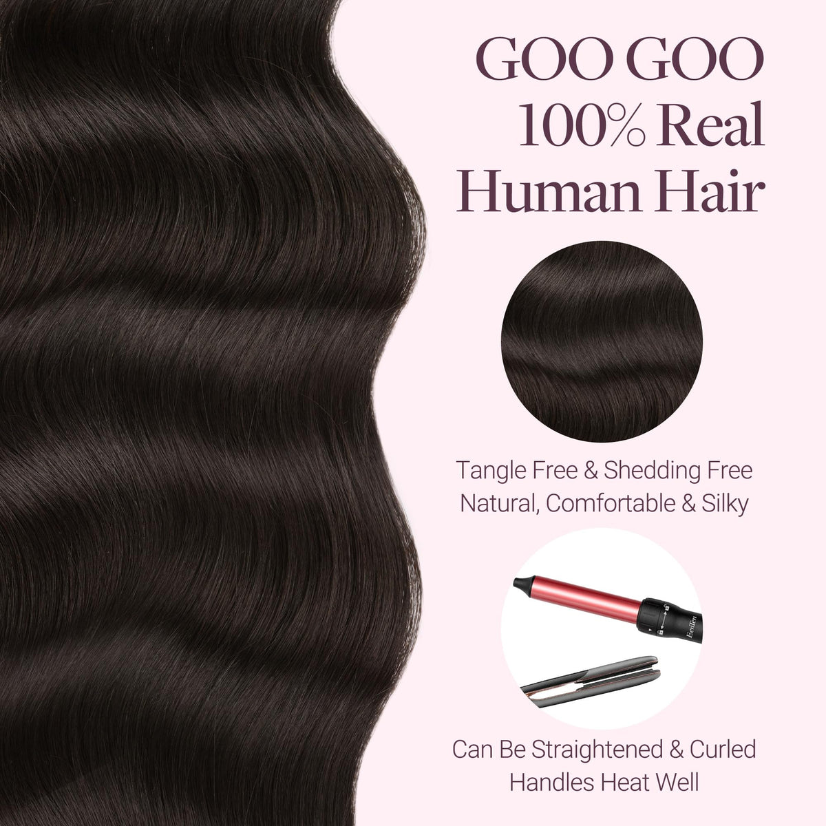 GOO GOO Micro Beaded Weft Hair Extensions styled straight