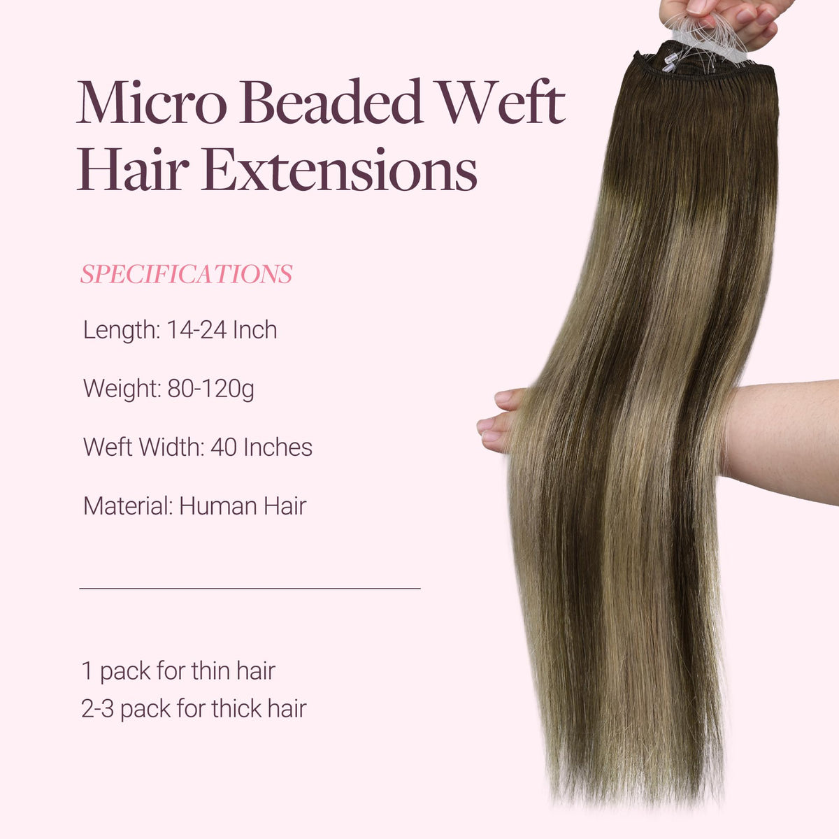 GOO GOO Micro Beaded Weft Hair Extensions texture detail