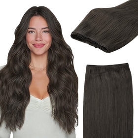 GOO GOO Sew in Hair Extensions 14 Inch Mocha Brown front view