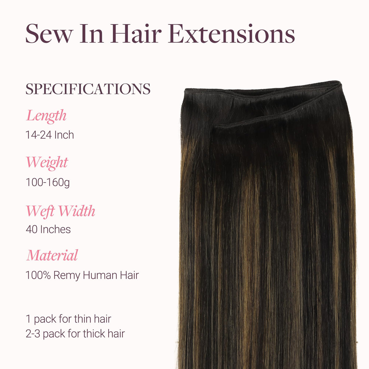 GOO GOO Sew In Hair Extensions 14In showing texture