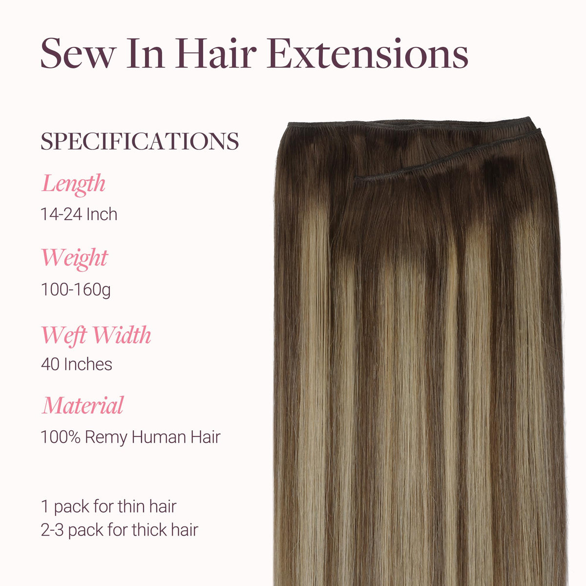 GOO GOO Sew In Hair Extensions 14In showing volume