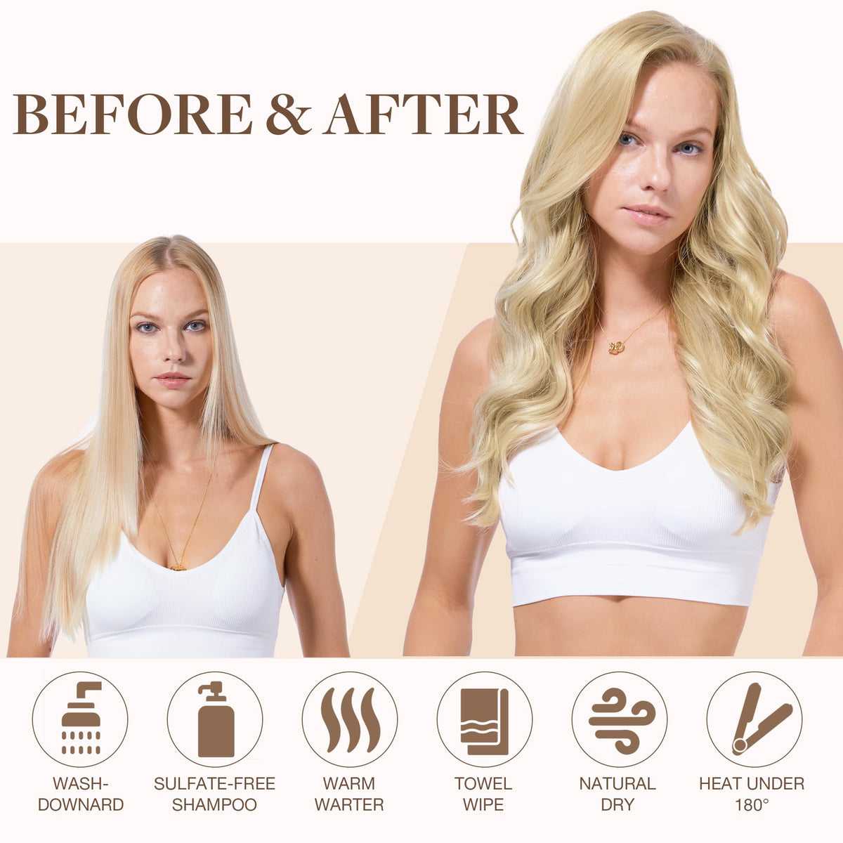 GOO GOO Sew In Hair Extensions 14In with styling tools