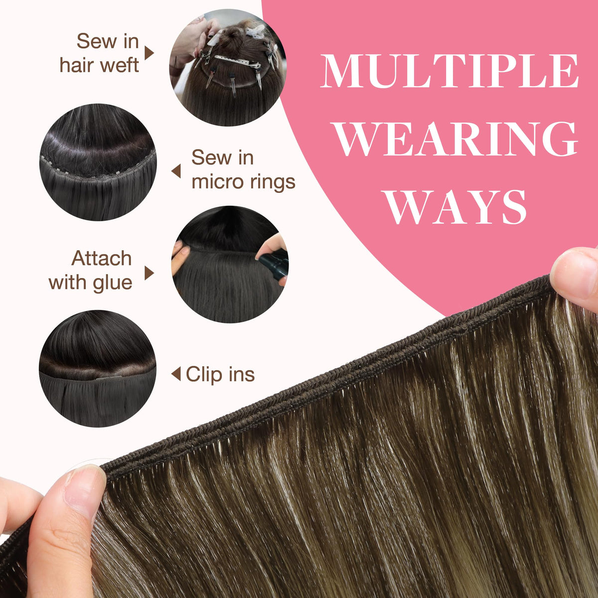 GOO GOO Sew In Hair Extensions 18-inch styled in hair