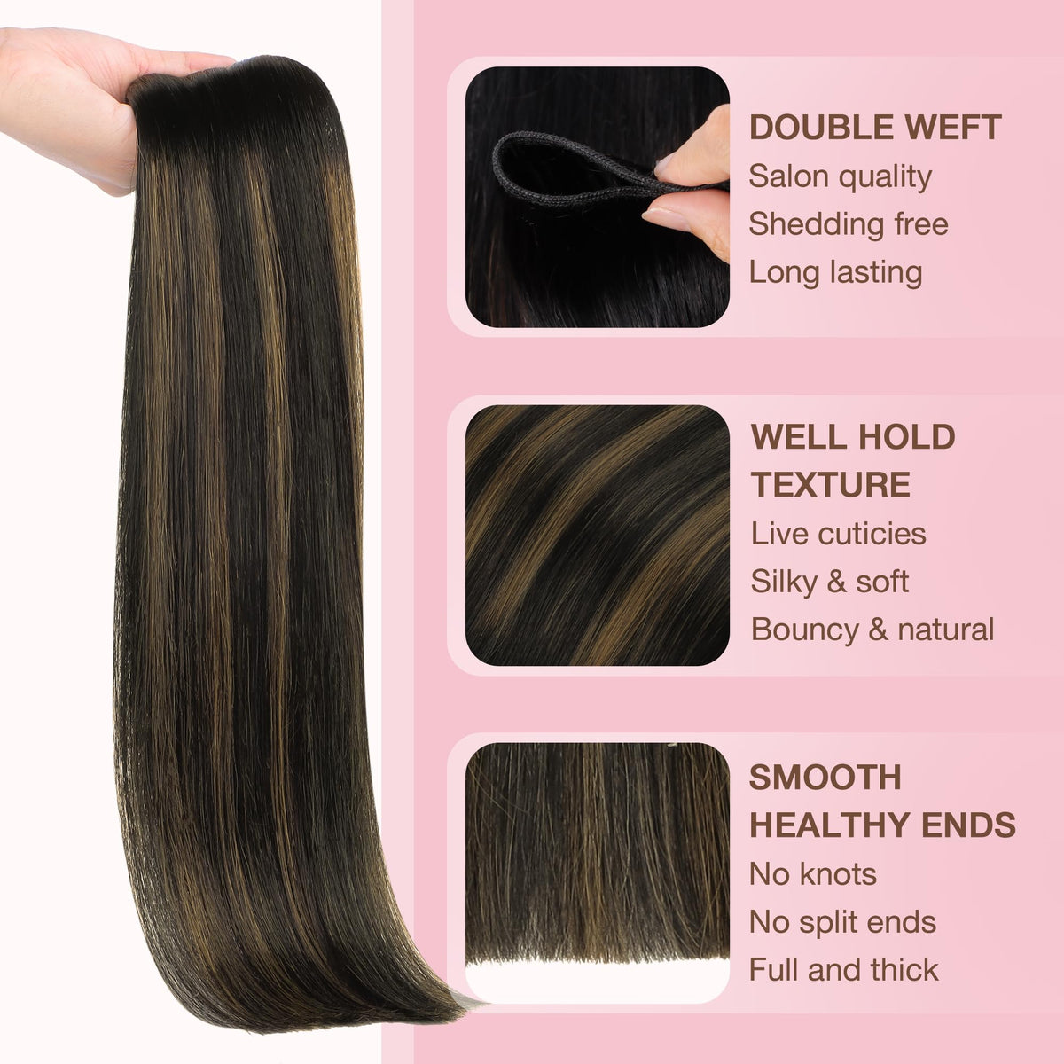 GOO GOO Sew In Hair Extensions 18In close-up of weft