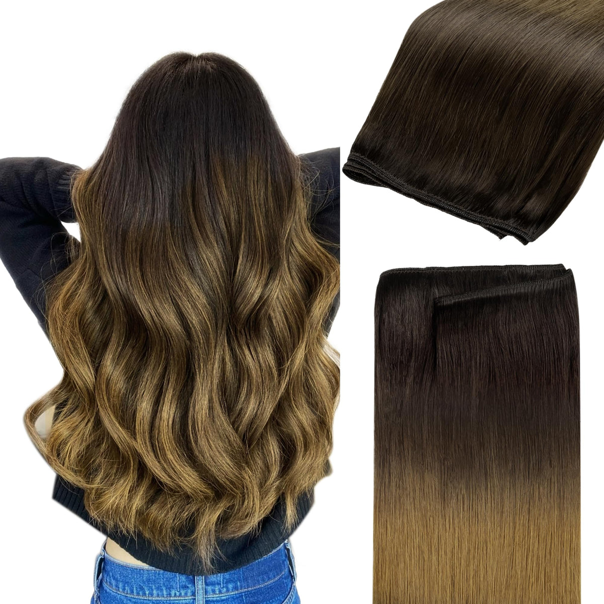 GOO GOO Sew in Hair Extensions 18inch Chocolate Dip front view