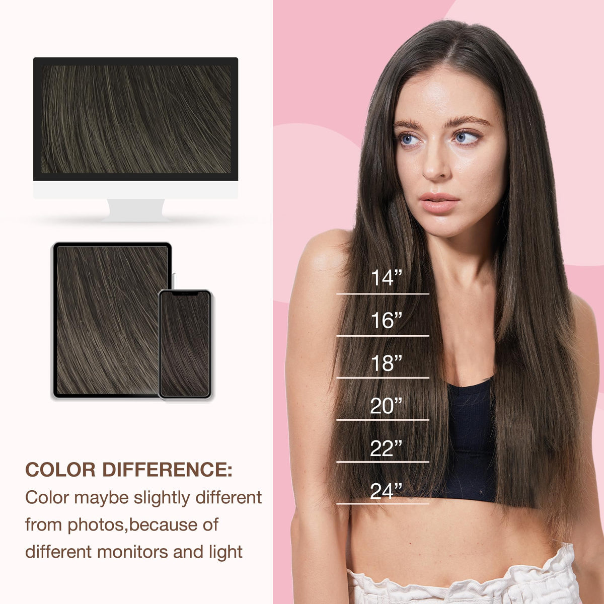 GOO GOO Sew in Hair Extensions 1C Mocha Brown lifestyle scene