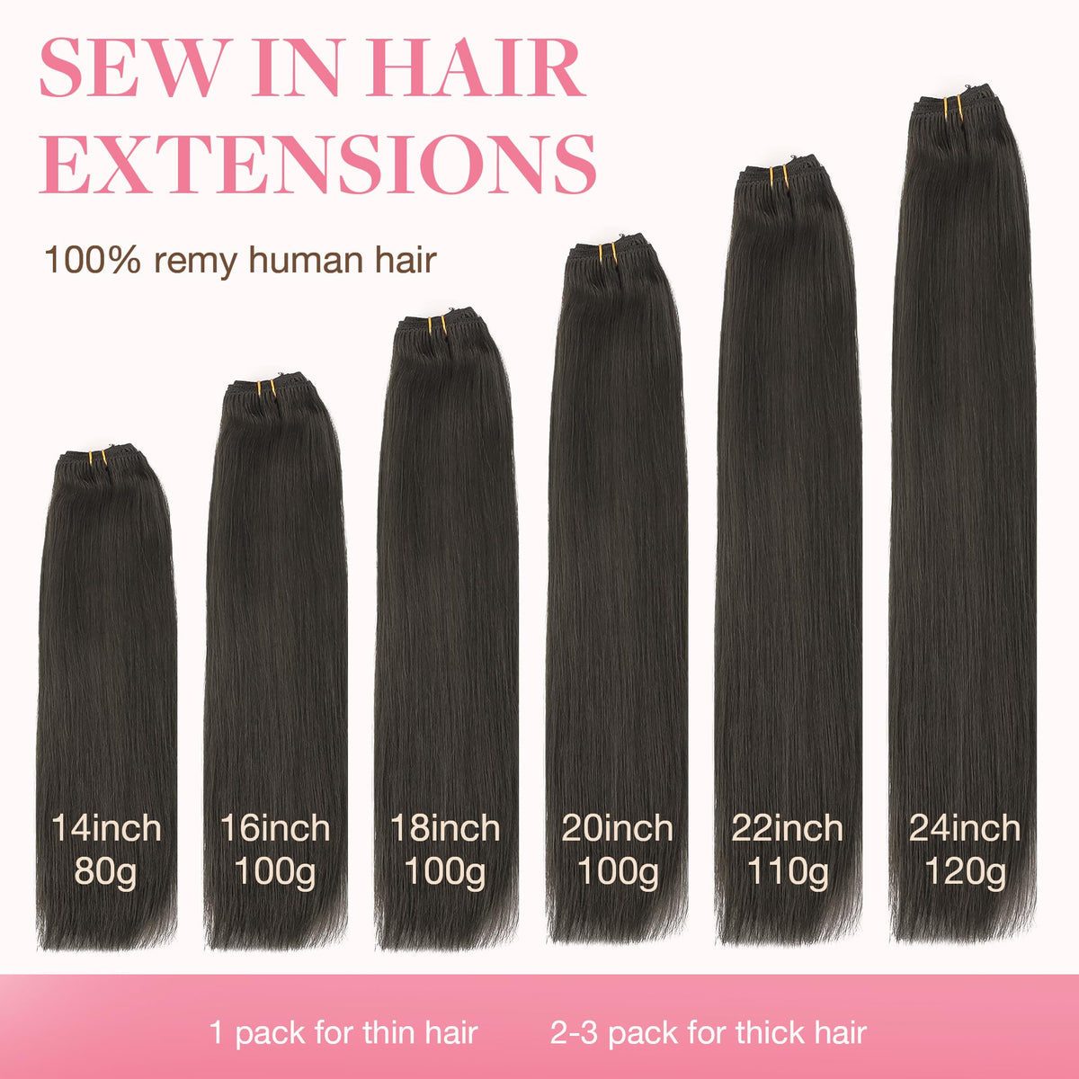 GOO GOO Sew in Hair Extensions 1C Mocha Brown texture
