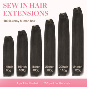GOO GOO Sew in Hair Extensions 1C Mocha Brown texture