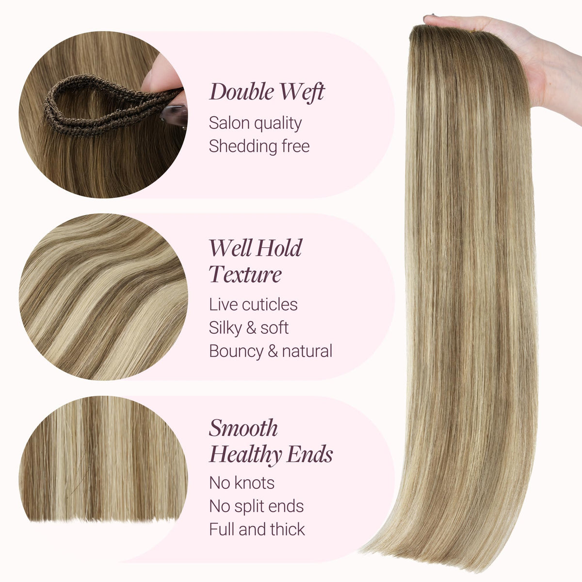 GOO GOO Sew In Hair Extensions 20In 100g displayed with styling tools