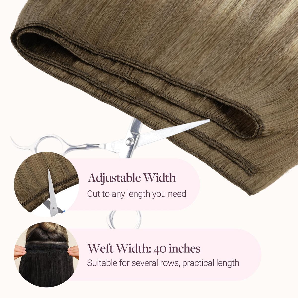 GOO GOO Sew In Hair Extensions 20In 100g side view showing weft